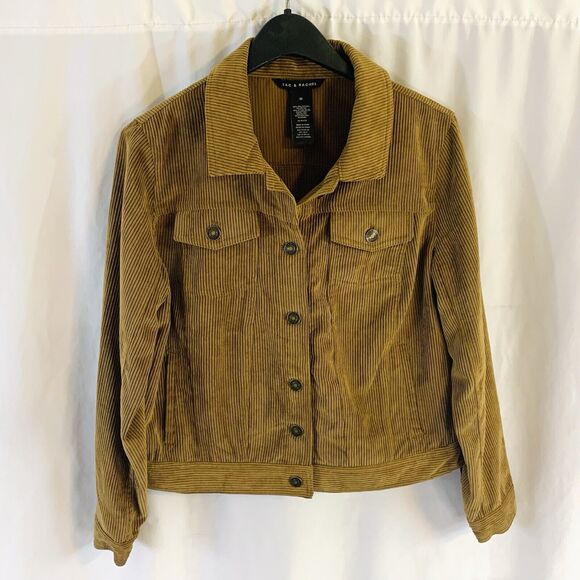 Zac & Rachel Brown Corduroy Trucker Jacket Women's Plus Size M Button Up - Picture 1 of 8